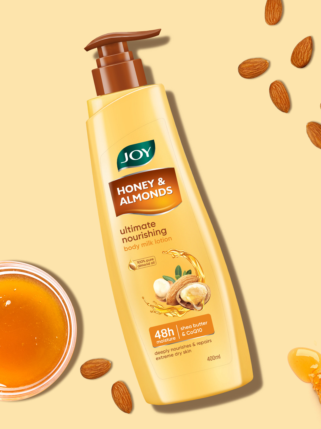 JOY Honey & Almonds Summer Body Lotion For Dry Skin With Shea Butter - 400ml