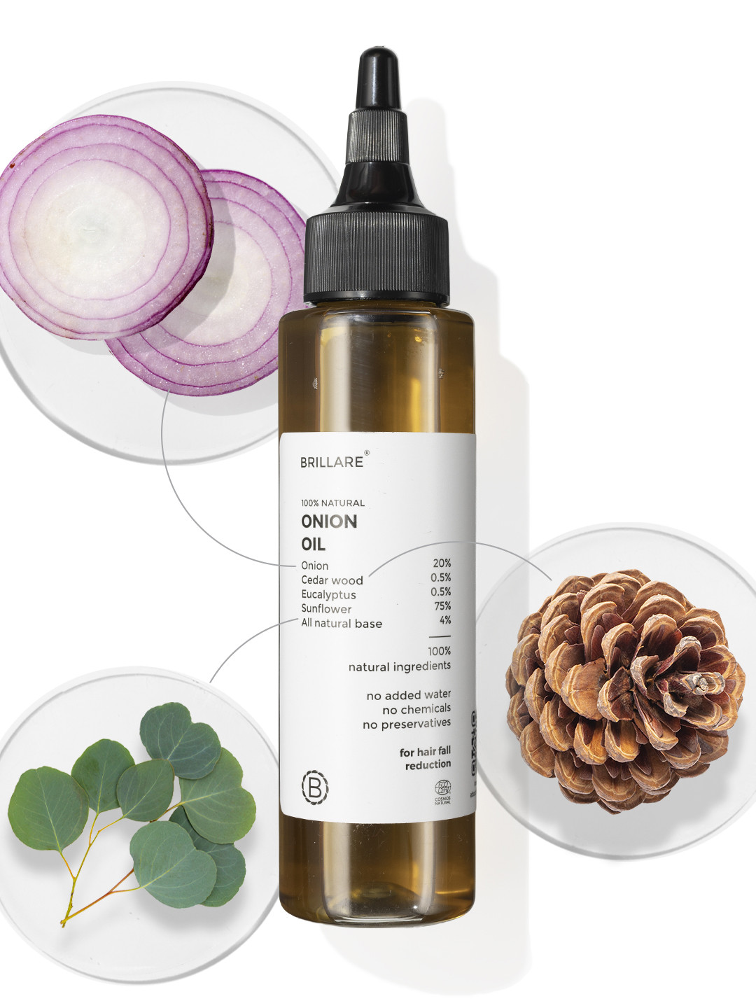 BRILLARE 20% Onion Hair Oil for Hair Fall Reduction | Visible Reduction in 15 Days