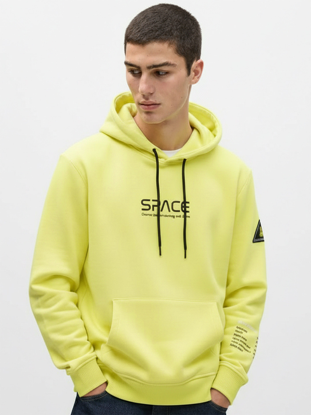 HIGHLANDER Men Yellow Printed Hooded Sweatshirt