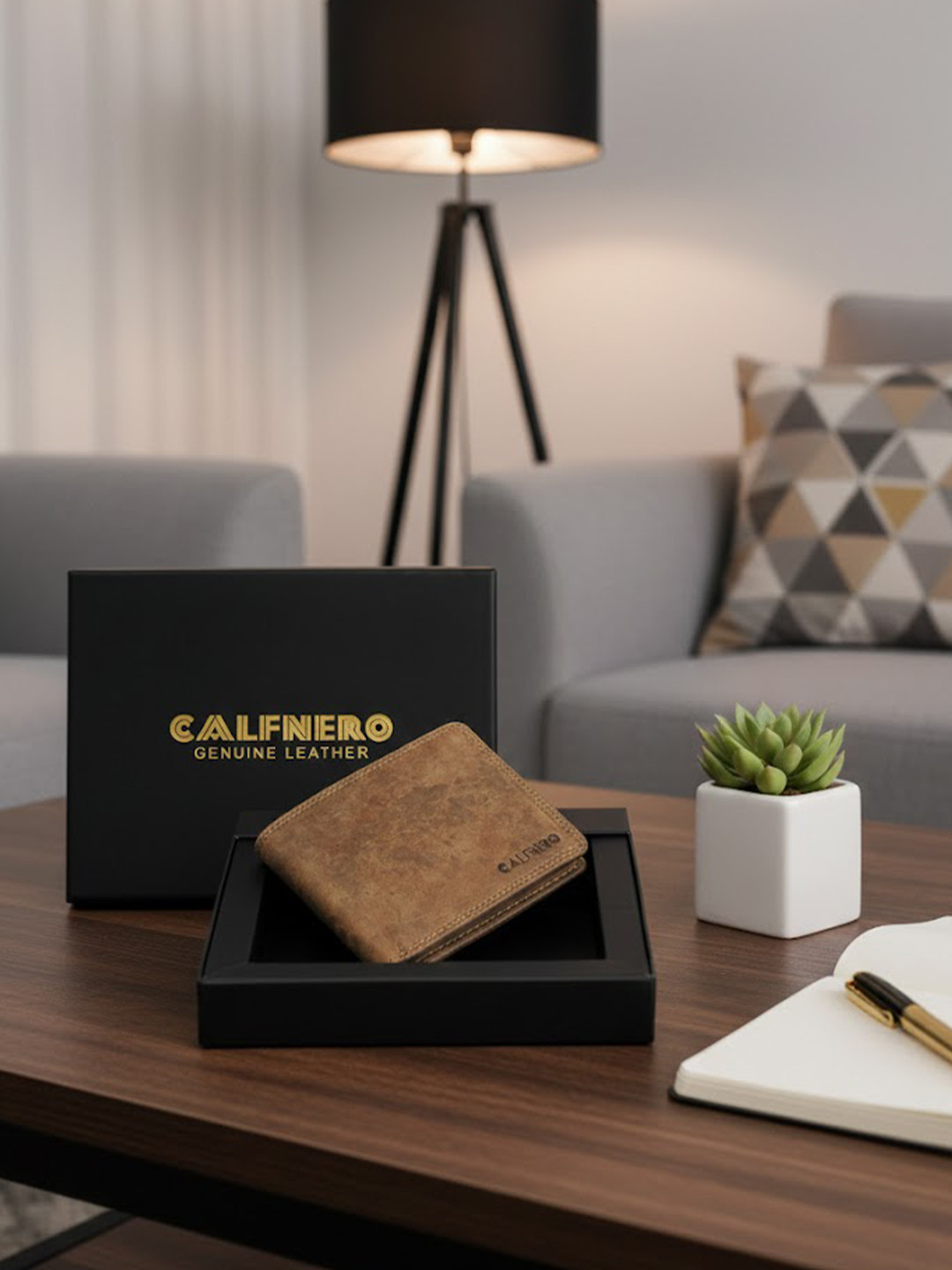 CALFNERO Men Brown Solid Two Fold Wallet