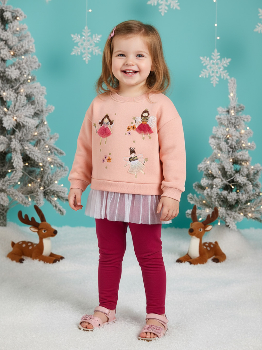 Nauti Nati Girls Embroidered Christmas Sweatshirts