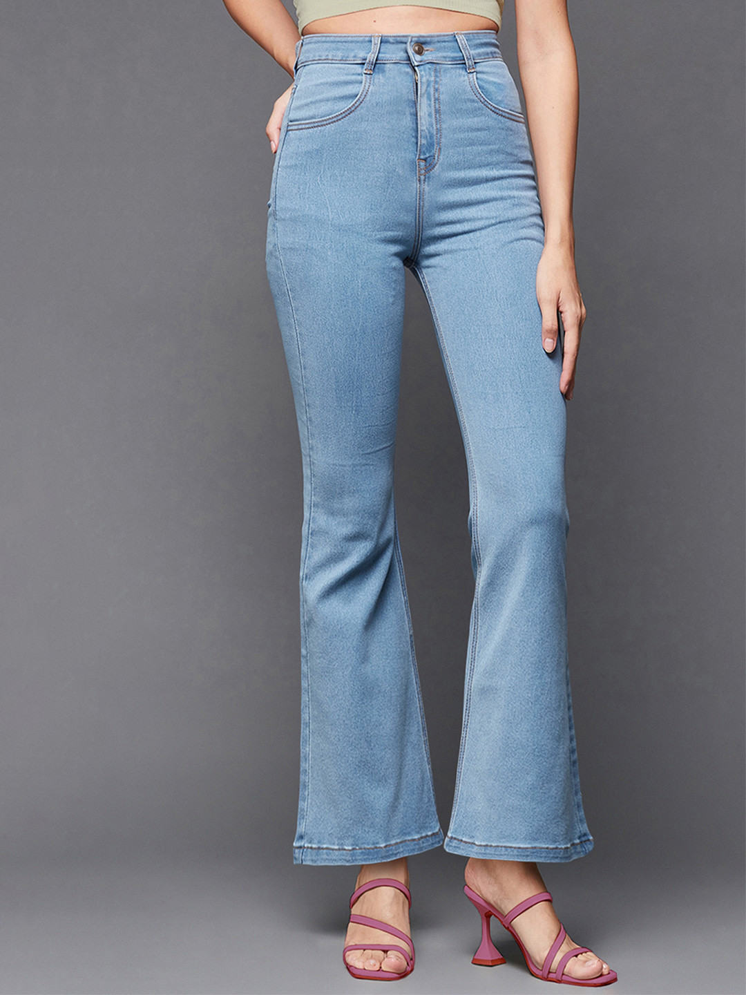 Miss Chase Women Blue Bootcut High-Rise Stretchable Jeans