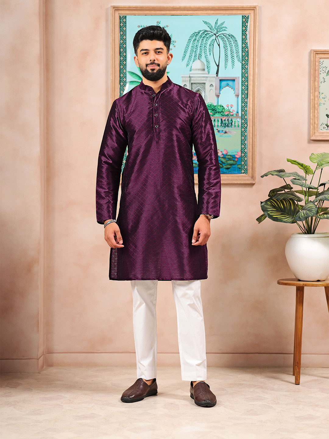 Koshin Checked Regular Straight Kurta With Pyjamas