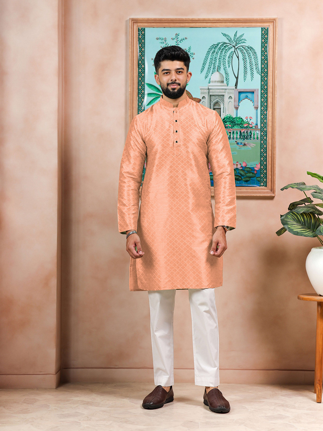 Koshin Ethnic Motifs Embroidered Kurta with Pyjamas
