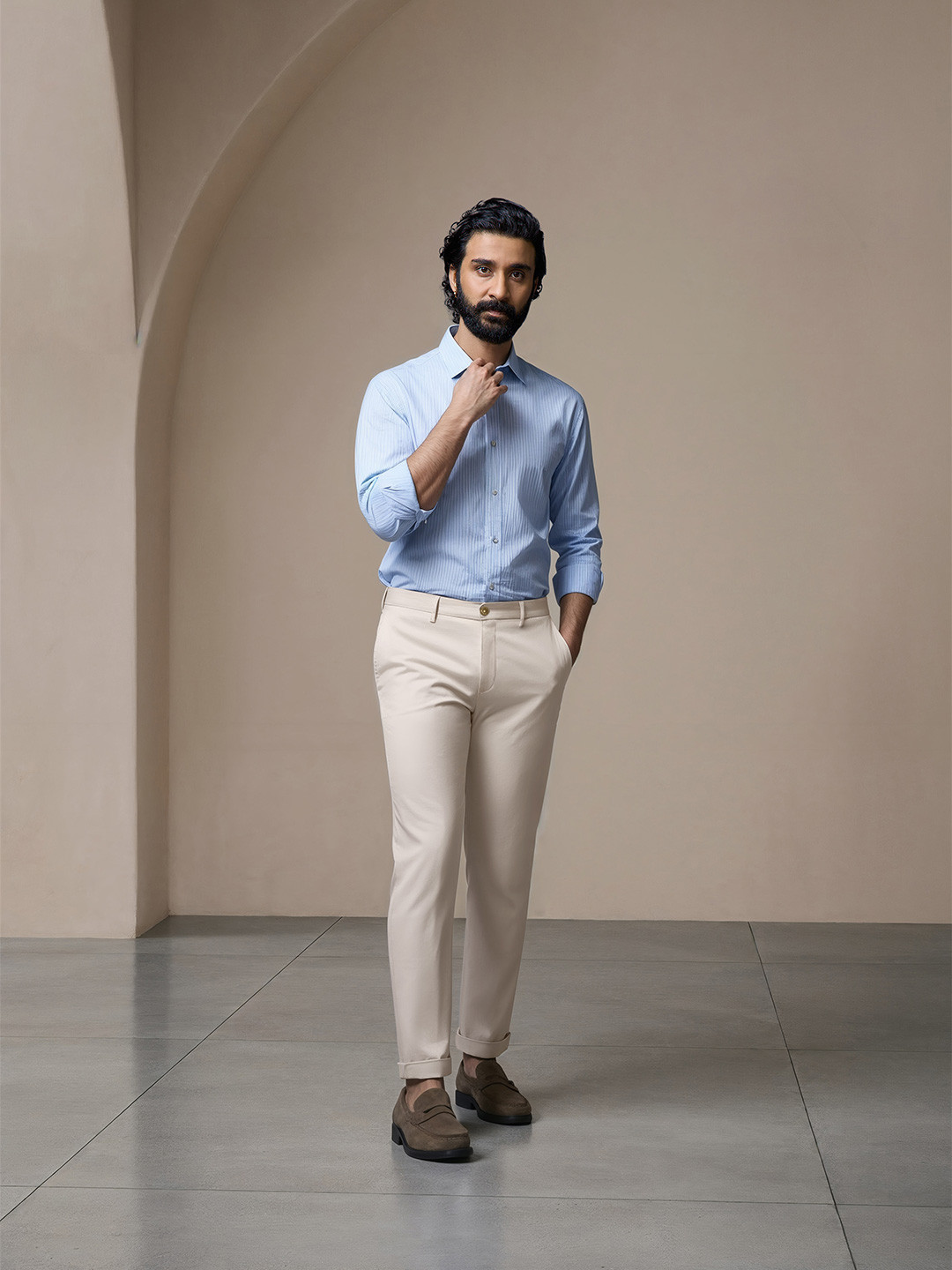 AD By Arvind Solid Twill Casual Chinos
