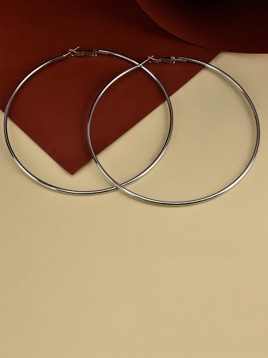 Accessorize London Women Silver Large Simple Hoop Earring