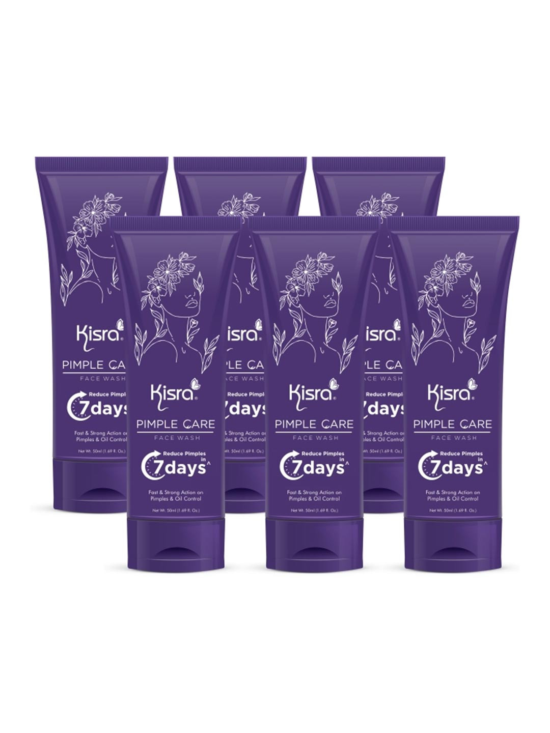 KISRA Set of 6 Pimple Care Face Wash with Tea Tree & Neem - 40 ml Each