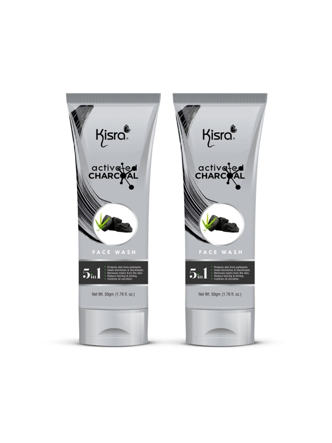 KISRA Set Of 2 Activated Charcoal Face Wash - 50g Each
