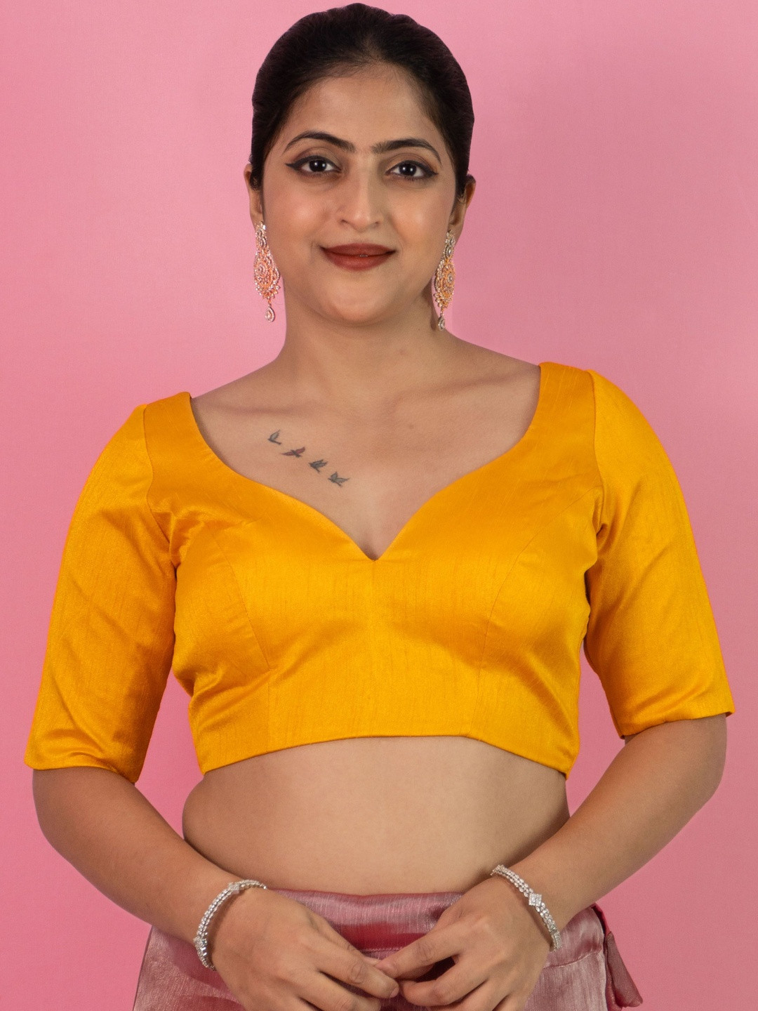 FIGURES DESIGNER Silk Sweetheart Neck Saree Blouse