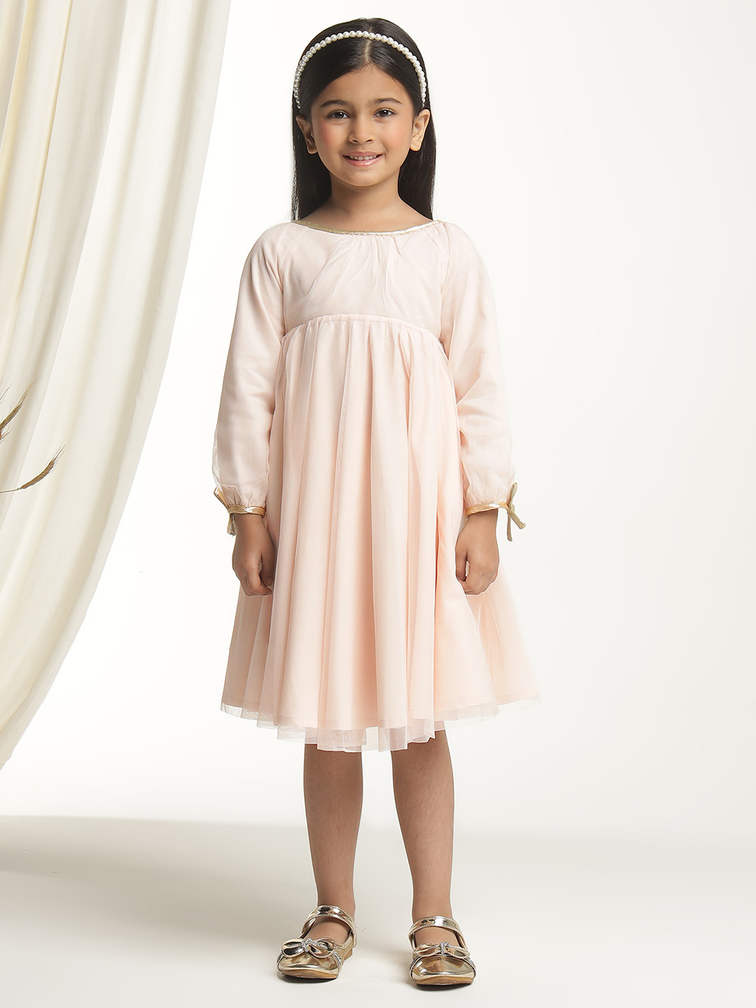 Miyo Girls Self Design Fit & Flare Dress