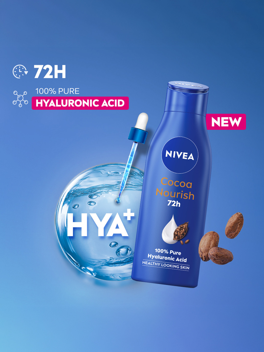 NIVEA Cocoa Nourish Body Lotion Hyaluronic Moisturizer Face & Body Cream Dry Skin 200ml