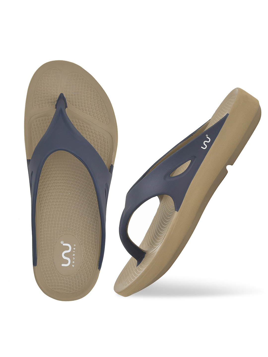Doubleu Men Khaki & Blue EVA Thong Flip-Flops