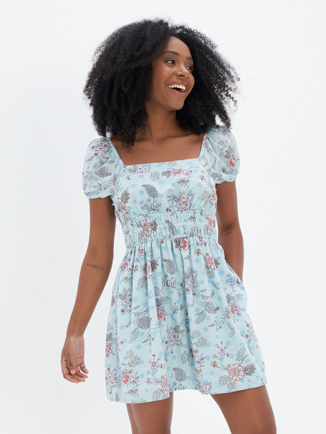 AMERICAN EAGLE OUTFITTERS Floral Print Fit & Flare Mini Dress