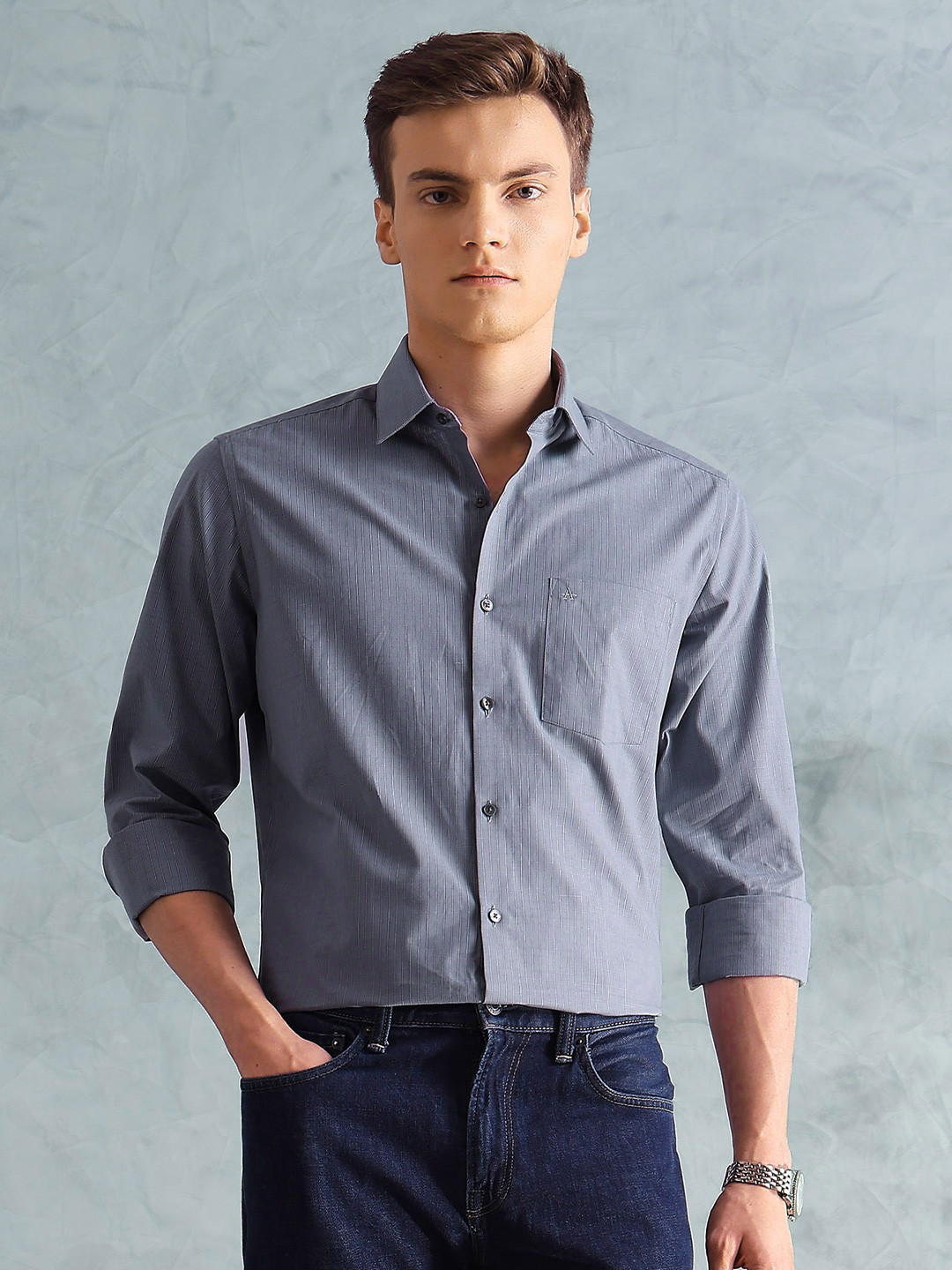Arrow Slim Fit Micro Checked Pure Cotton Casual Shirt