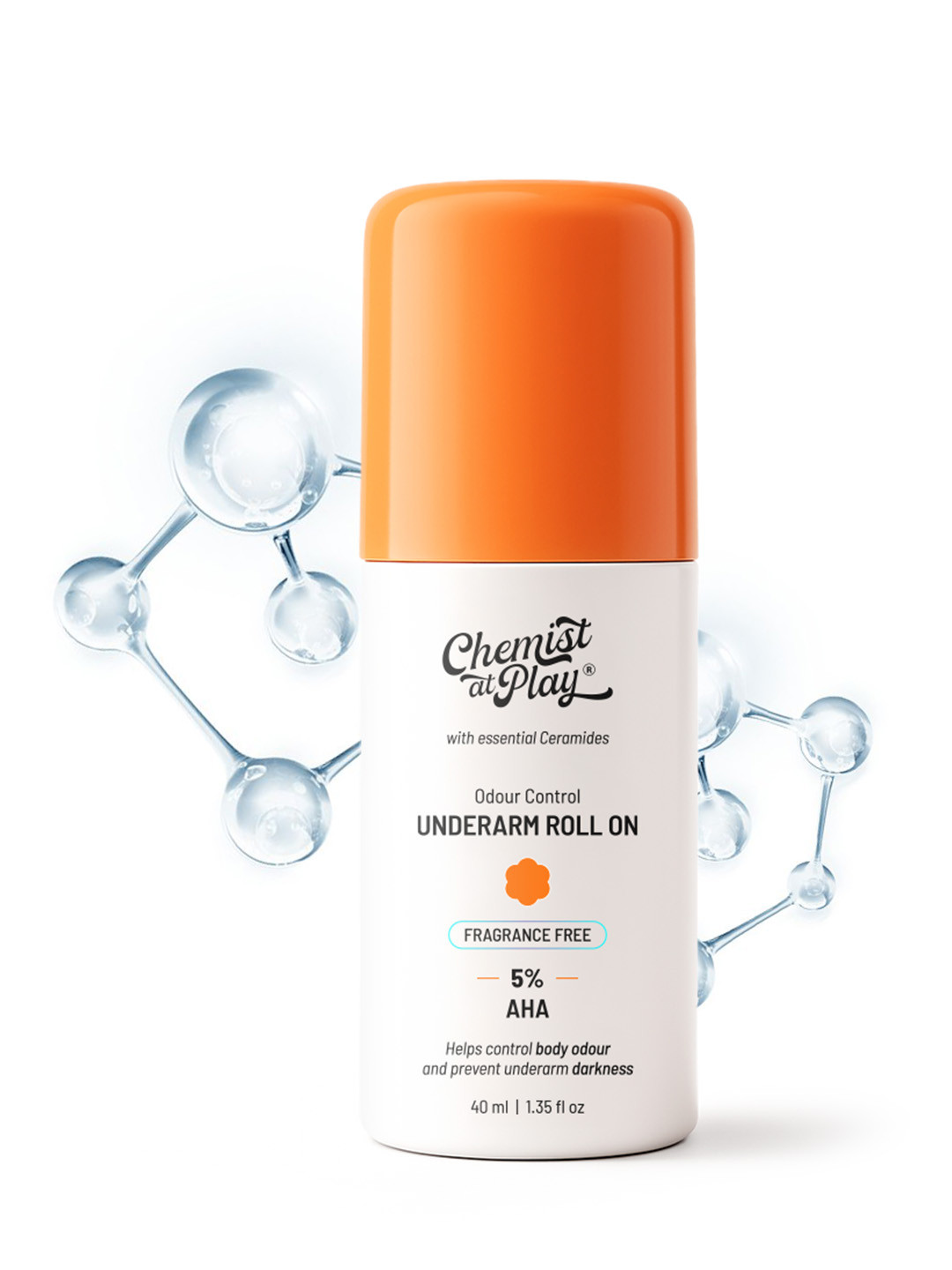 Chemist at Play 5% AHA Odor Control Fragrance Free Under Arm Roll On - 40ml