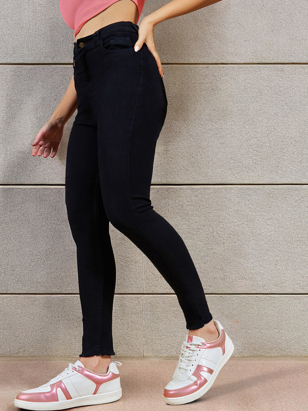 Miss Chase Women Black Skinny Fit High-Rise Clean Look Stretchable Jeans