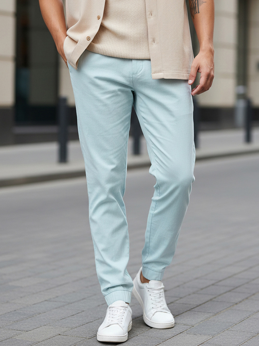 Bewakoof Men Sky Blue Joggers