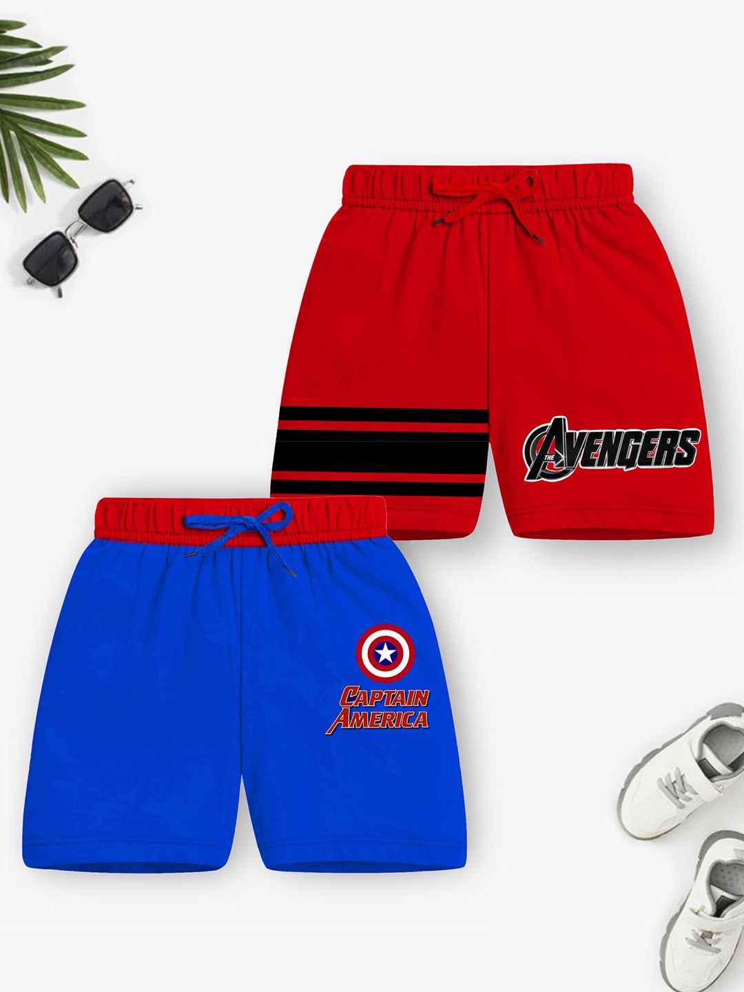 

Marvel by Miss and Chief Boys Printed Mid-Rise Avengers Shorts, Blue