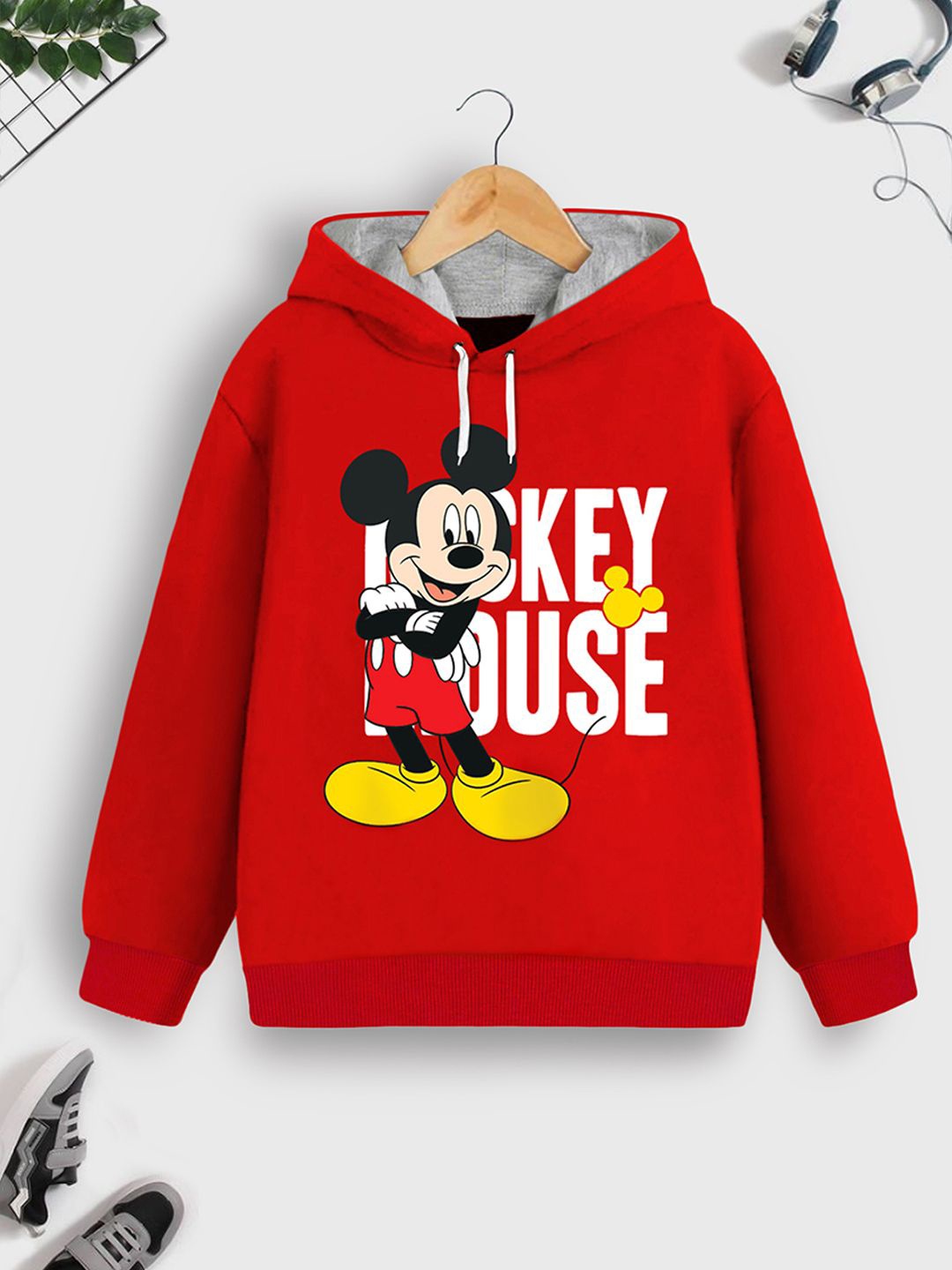 

Disney By Miss and Chief Boys Printed Hooded Sweatshirt, Red