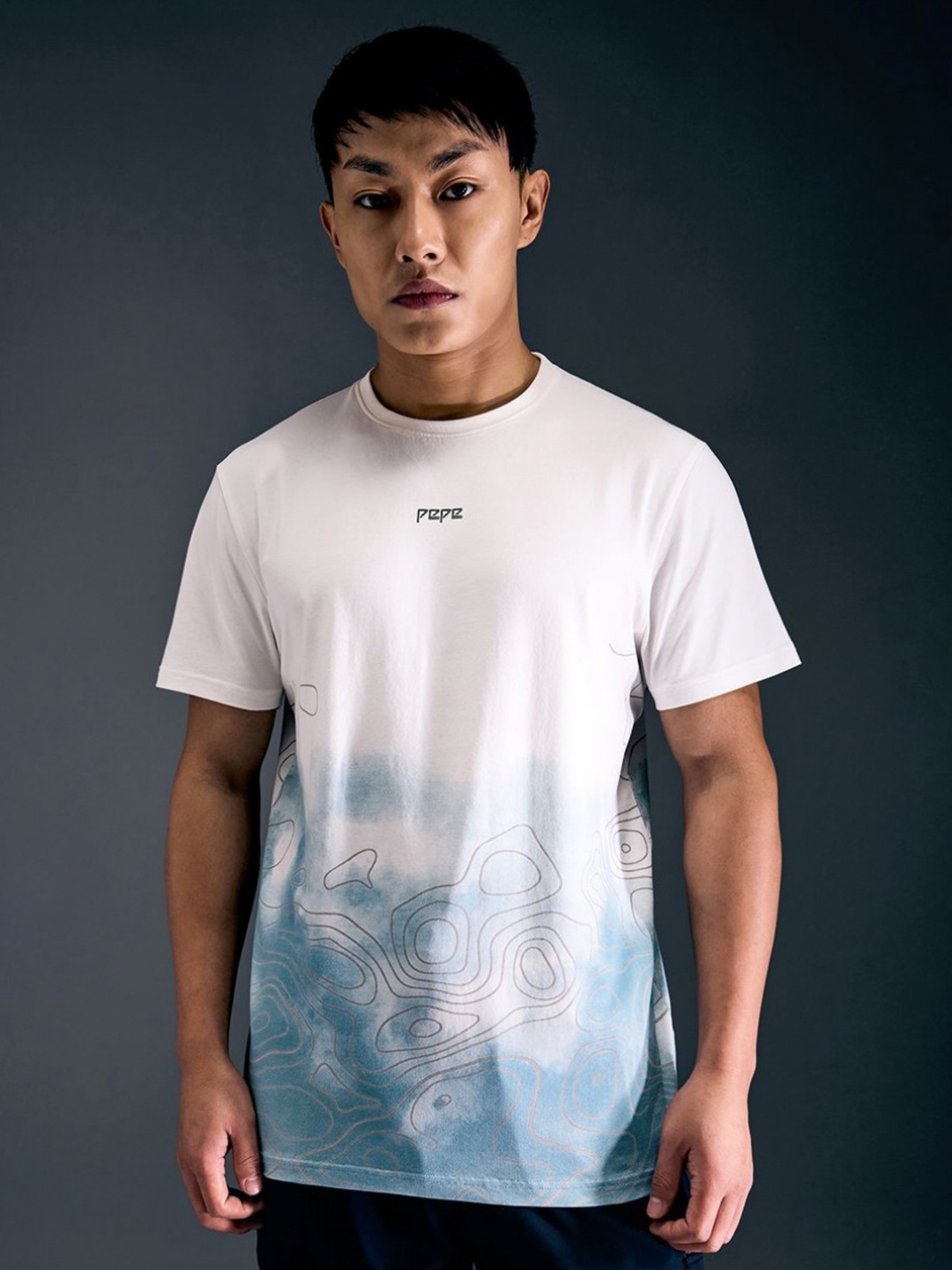 

Pepe Jeans Men Biker Printed Indigo Slim Fit T-shirt, White