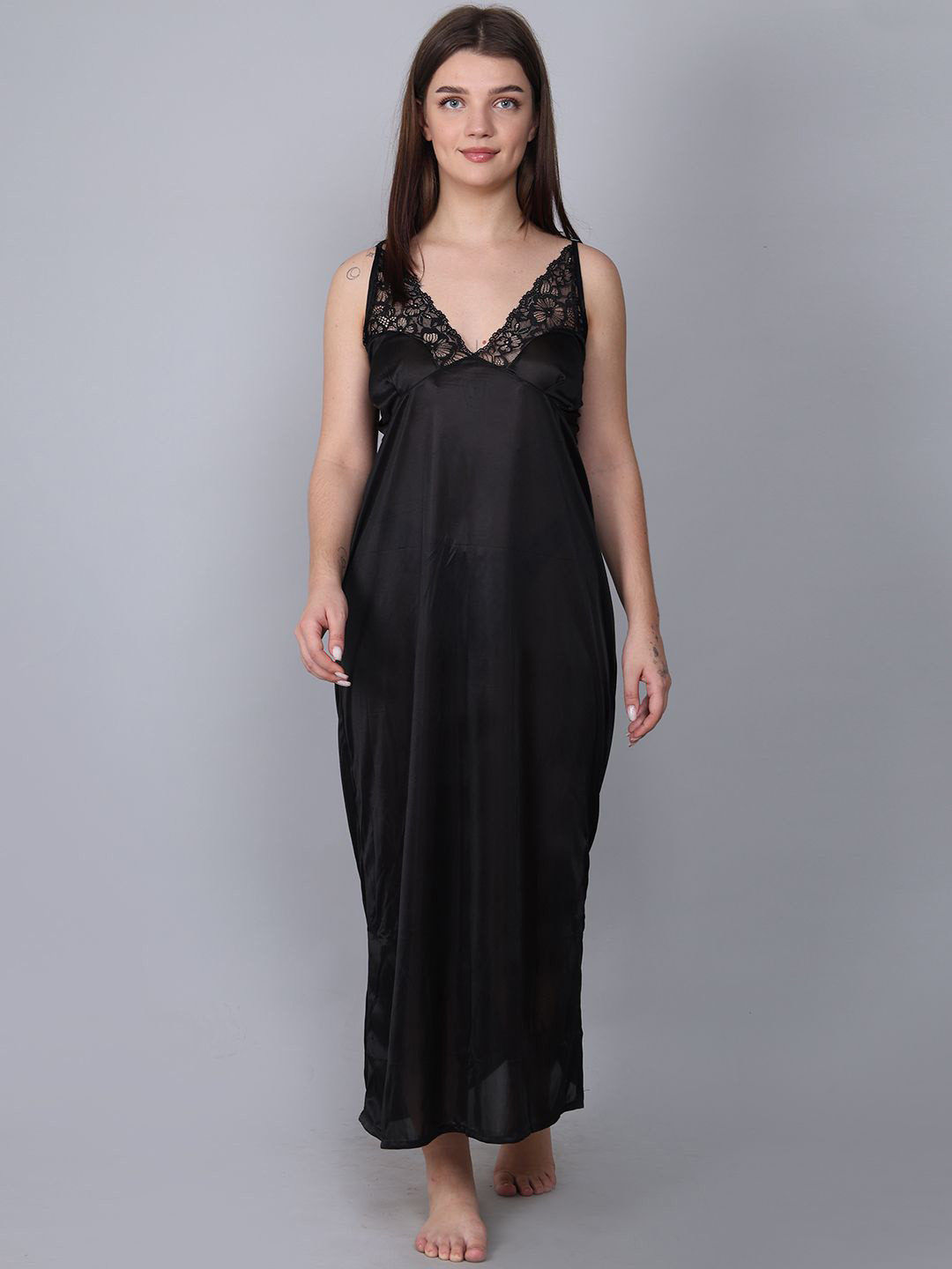 

XPIOX Women Maxi Nightdress With Robe, Black
