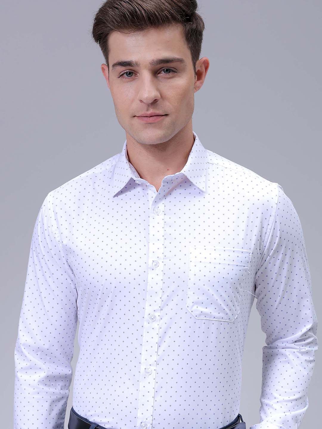 

The Indian Garage Co. X Luxe Men Slim Fit Opaque Printed Formal Shirt, White