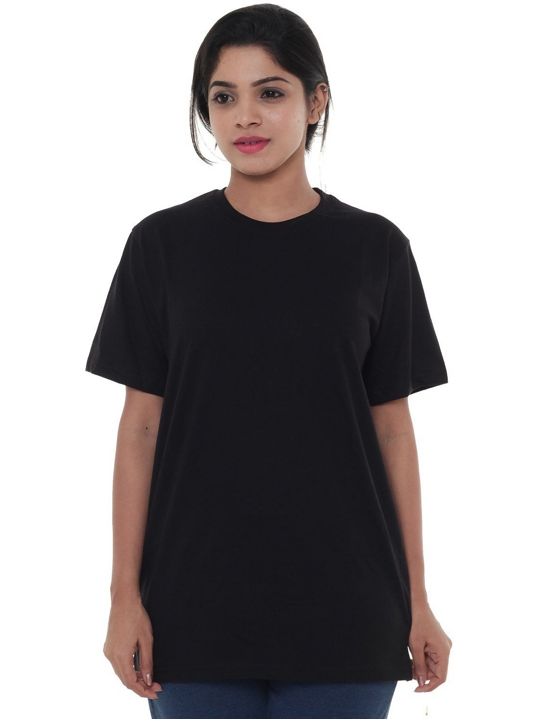 

EASY 2 WEAR Women Solid Round Neck Cotton T-shirt, Black