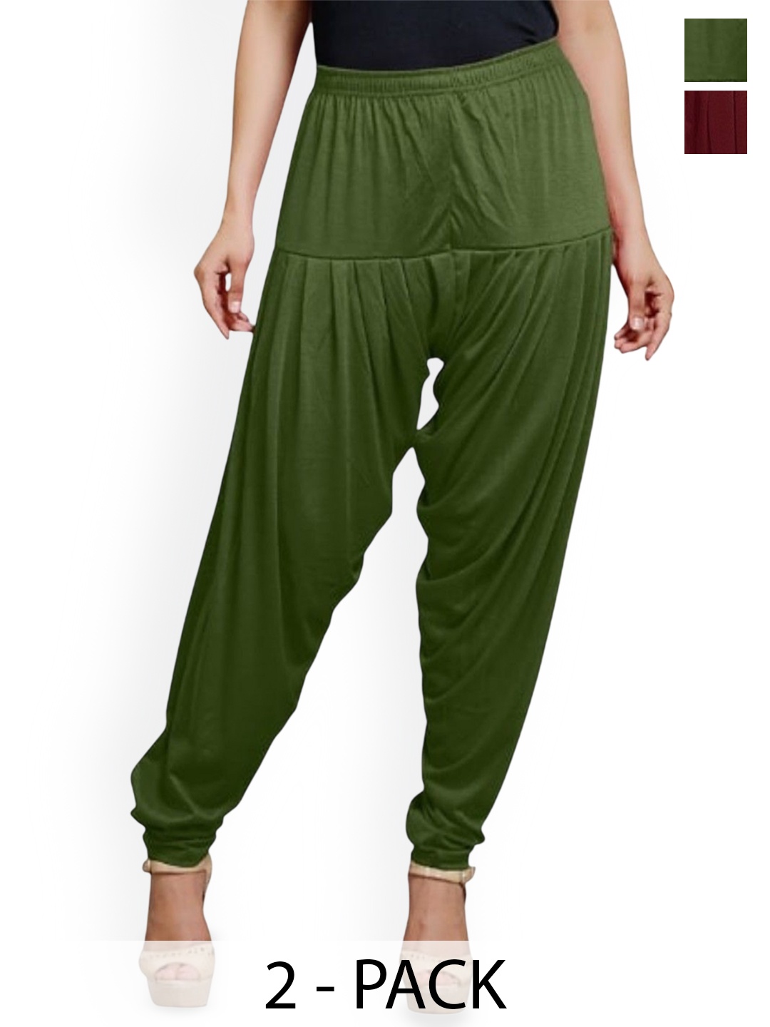 

AFRA GARMENTS Women Pack Of 2 Loose-Fit Patiala, Green
