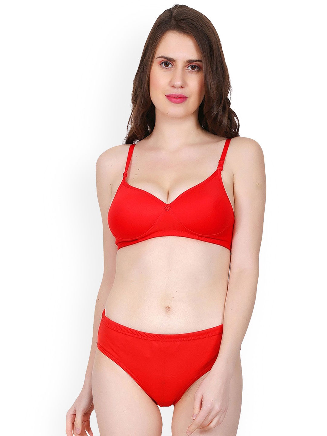 

chia fashions Women Full Coverage Padded Cups Lingerie Set, Red
