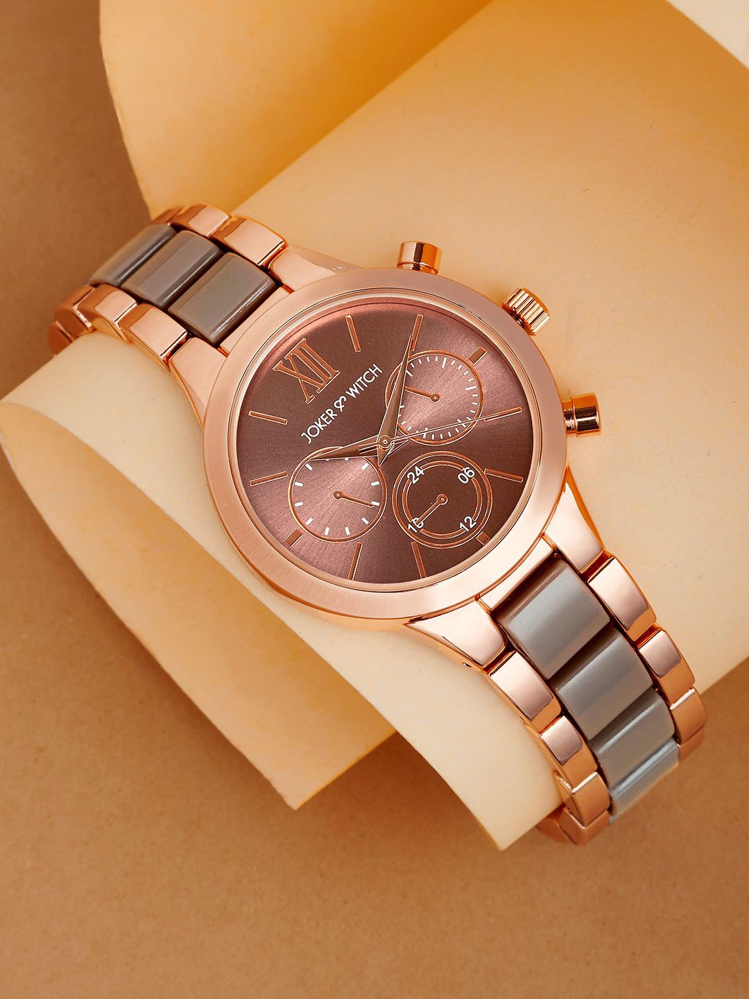 

JOKER & WITCH Women Textured Dial & Reset Time Analogue Watch AMWW946, Rose gold