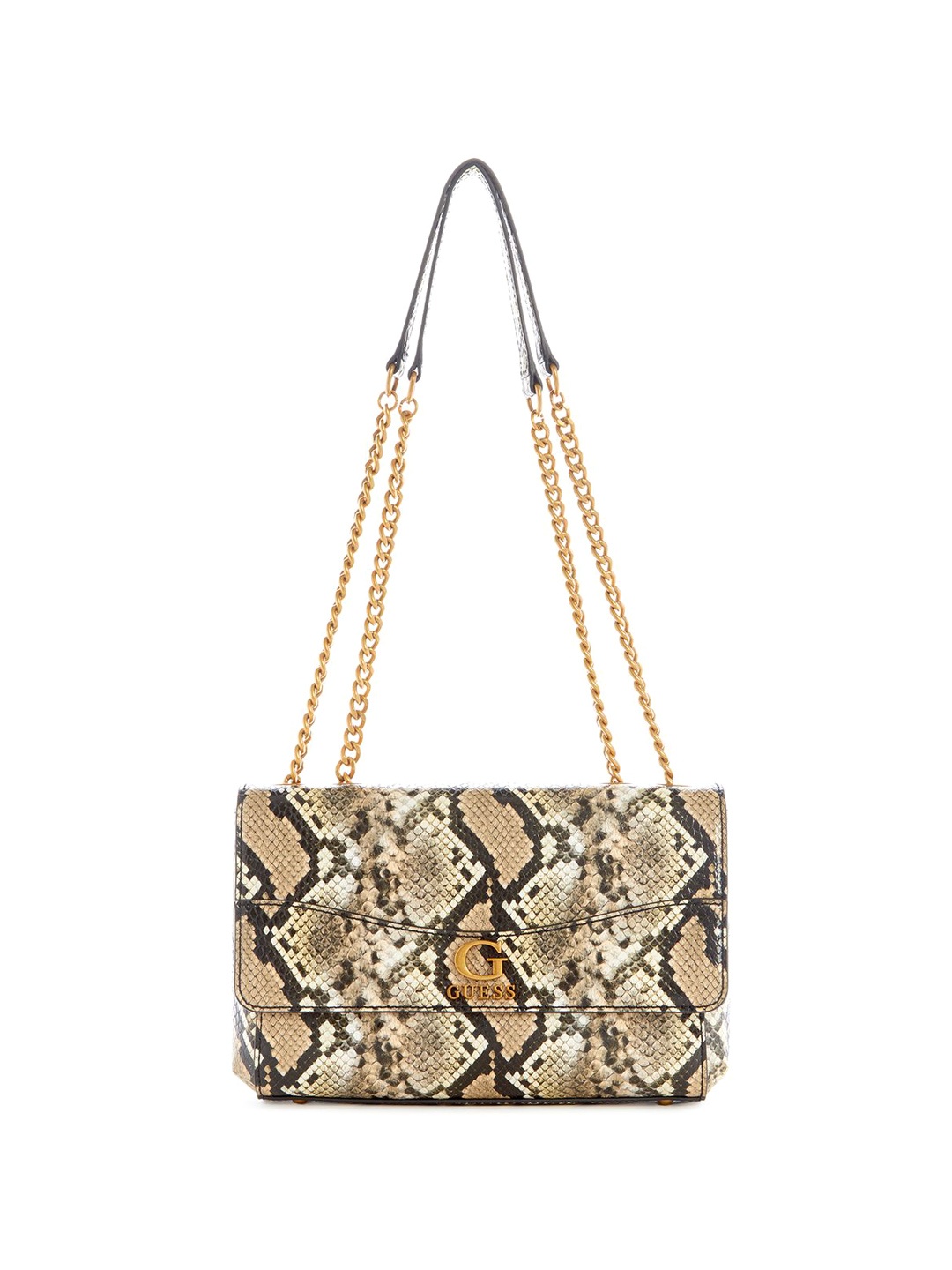 

GUESS Animal Printed PU Structured Shoulder Bag with Quilted, Multi