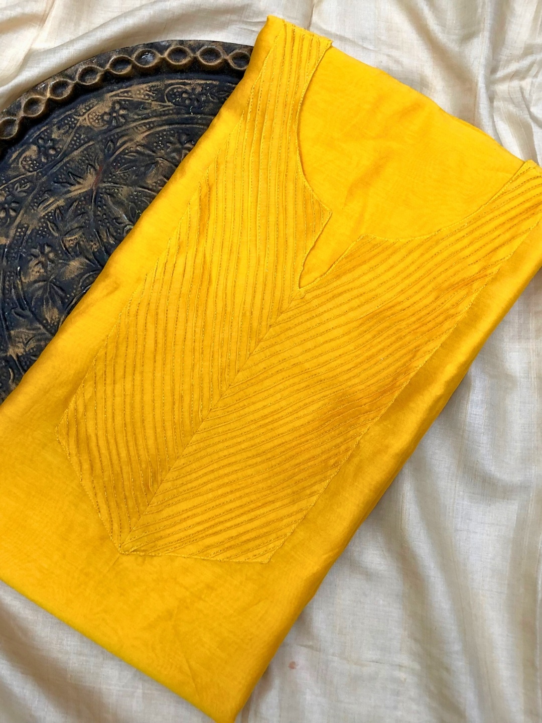 

PALASH Pure Silk Unstitched Dress Material, Yellow