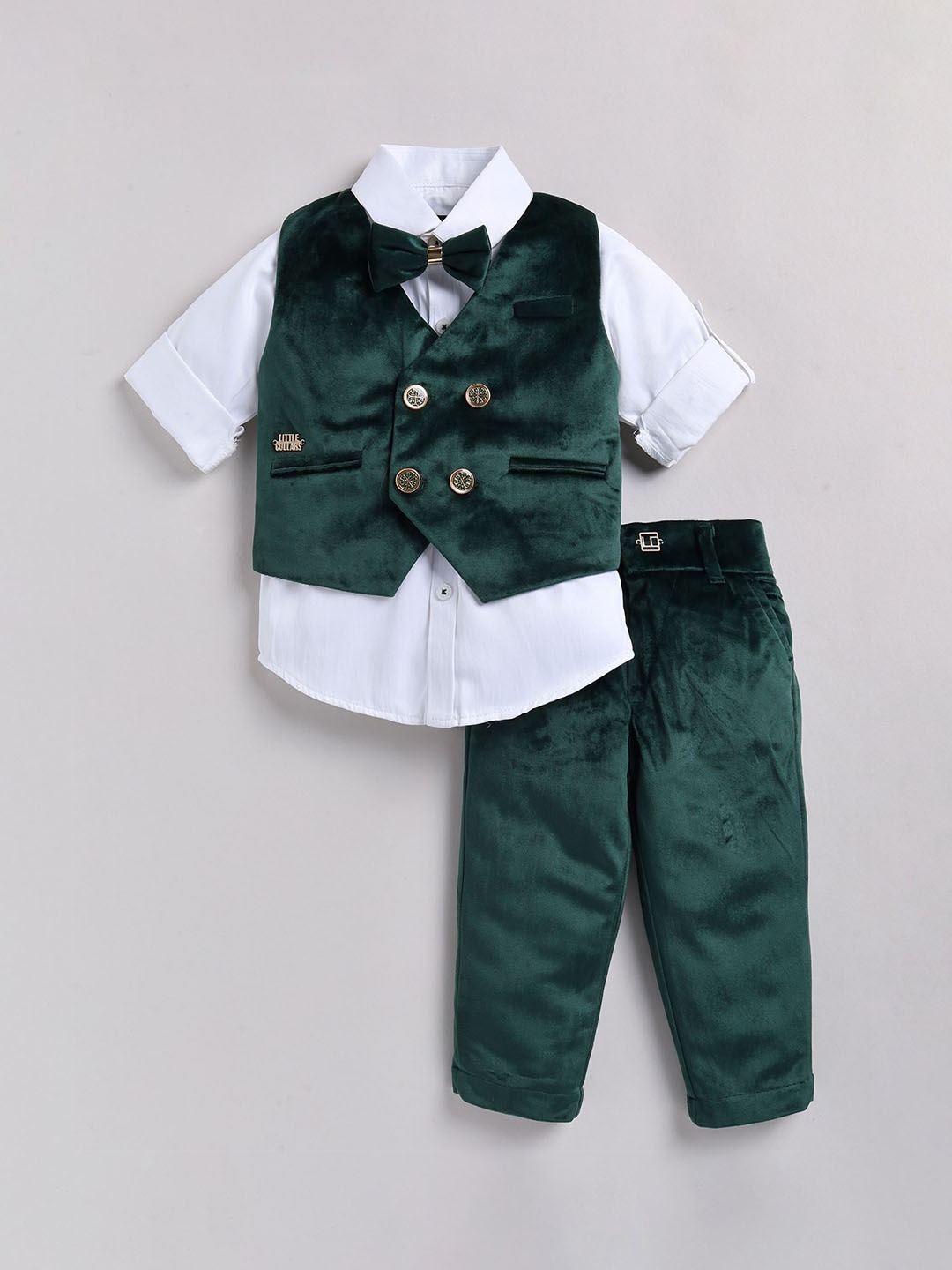 

LITTLE COLLARS Boys Single-Breasted Three-Piece Suit, Green