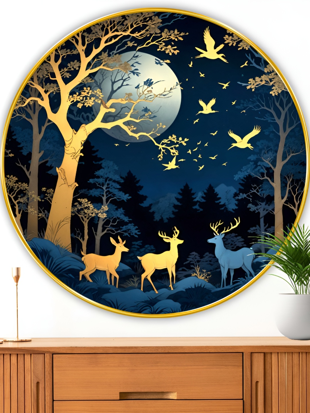 

Myntra Elegant Homes Blue And Gold-Toned Printed Wood Wall Art