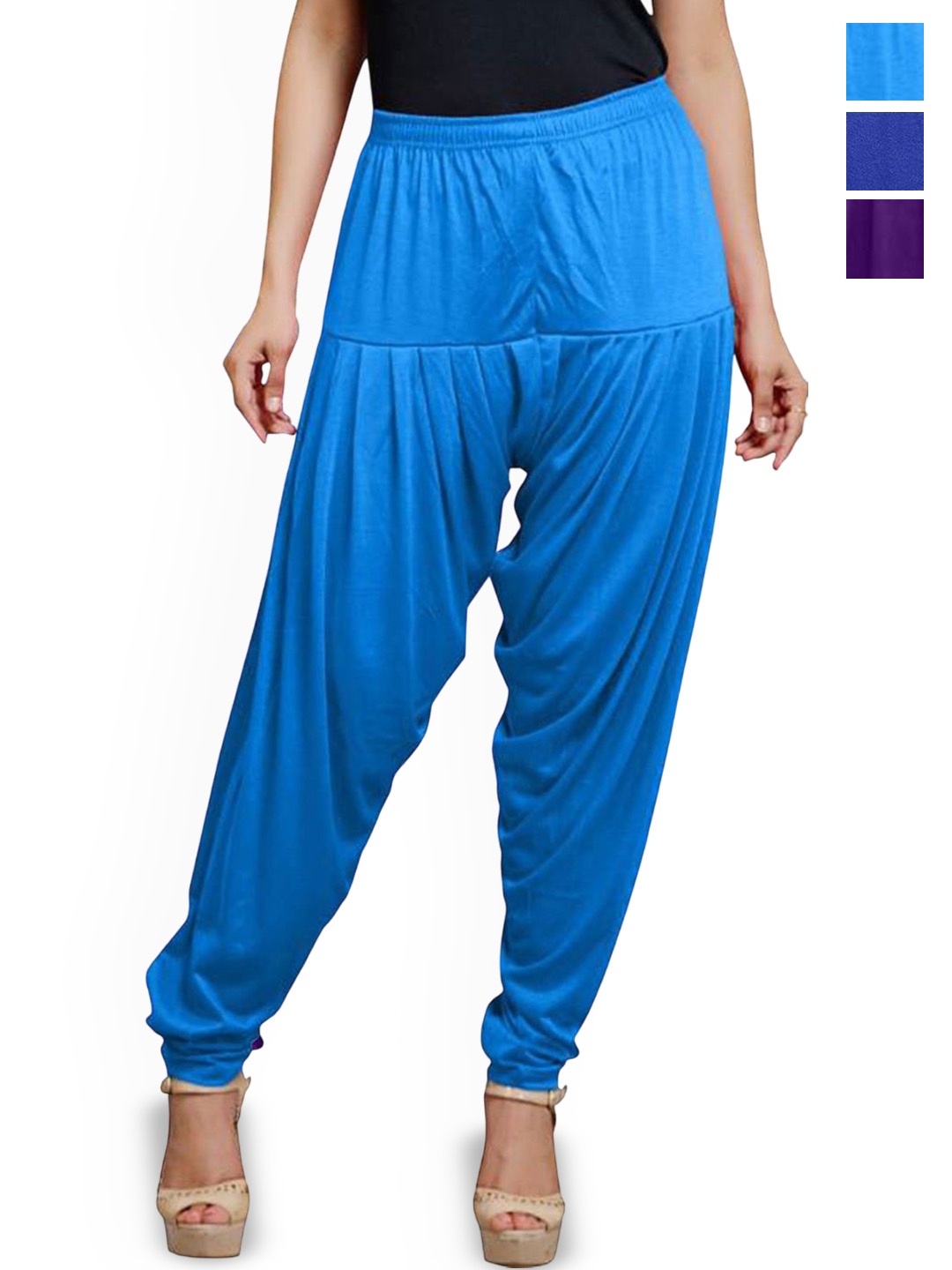 

AFRA GARMENTS Women Pack Of 3 Mid Rise Loose Fit Patiala, Blue