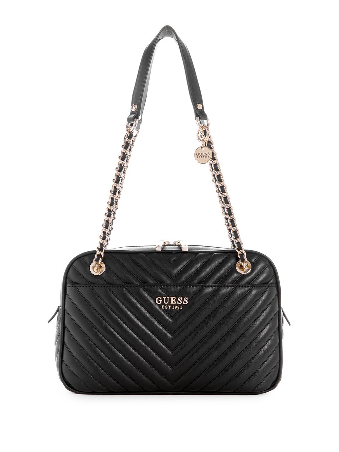 

GUESS Textured PU Shopper Shoulder Bag with Tasselled, Black