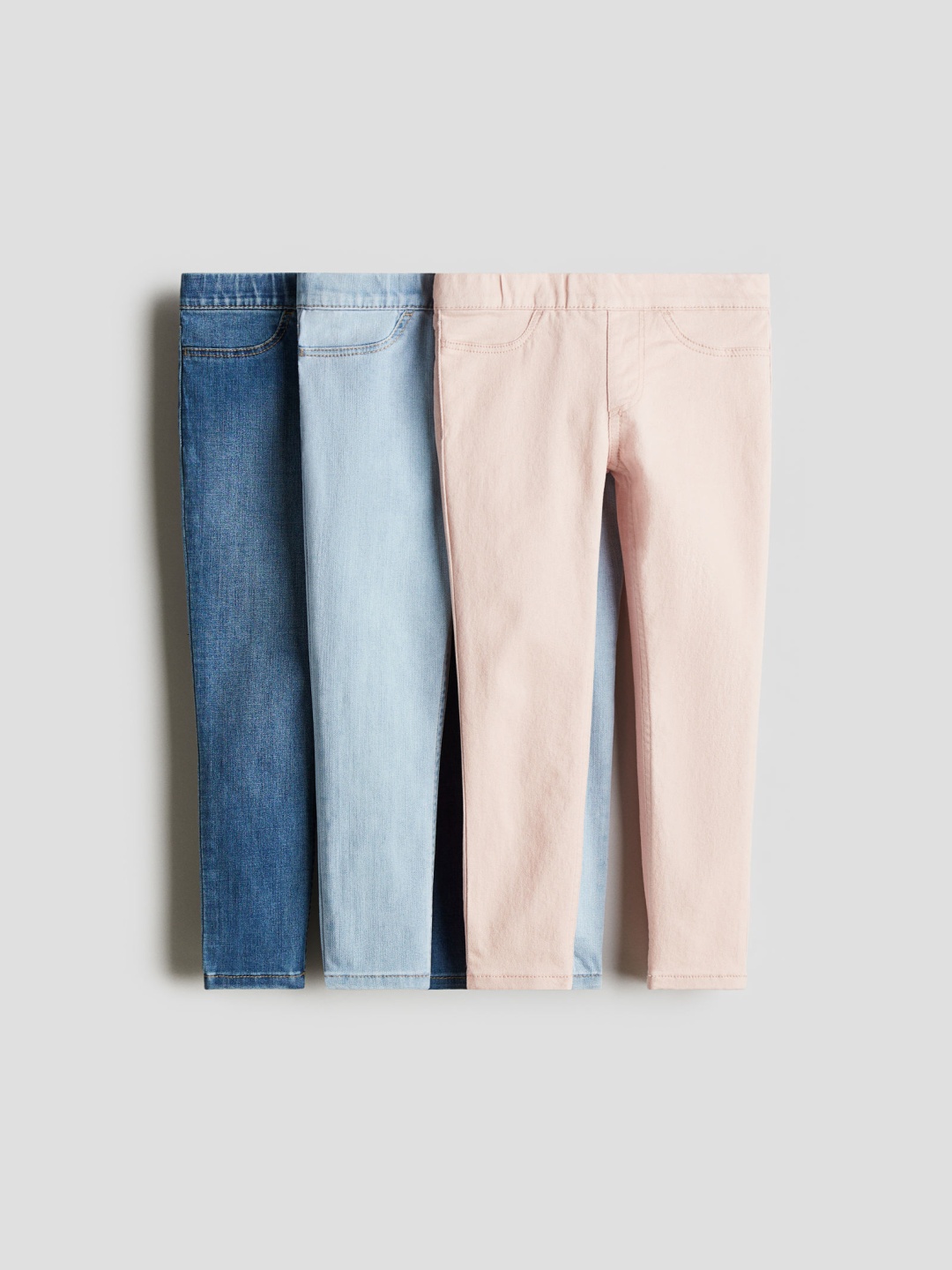 

H&M Girls 3-Pack Denim Jeggings, Blue