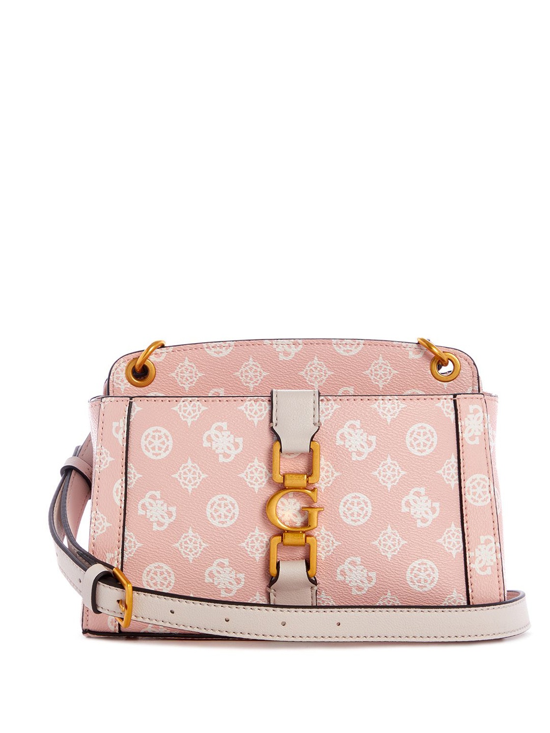 

GUESS Printed PU Structured Shoulder Bag with Tasselled, Pink