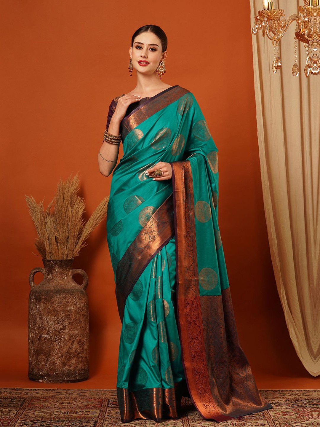 

DIVASTRI Woven Design Zari Pure Silk Banarasi Saree, Green