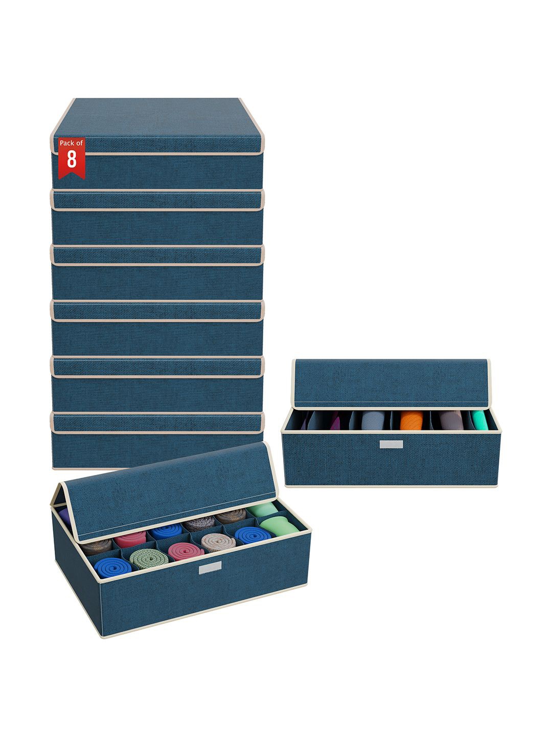 

Kuber Industries Navy Blue 8 Pieces Regular Drawer Organisers