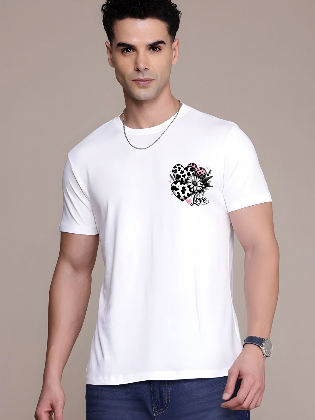 

SZN Men Graphic Printed Round Neck Cotton T-shirt, White
