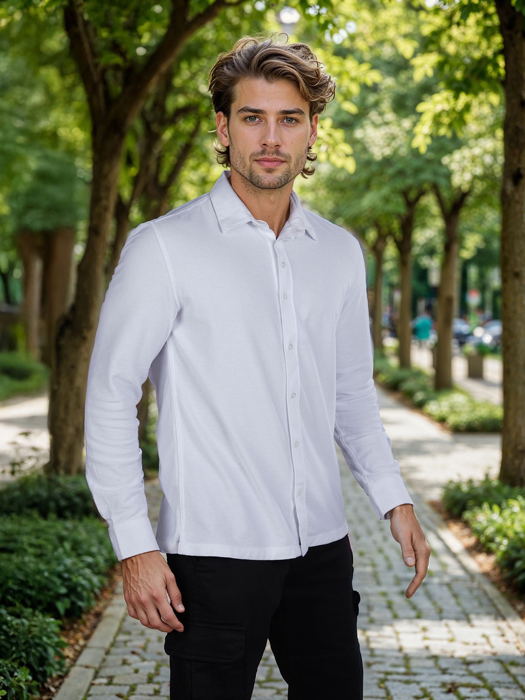 

Celio Men Classic Fit Spread Collar Solid Cotton Casual Shirt, Off white