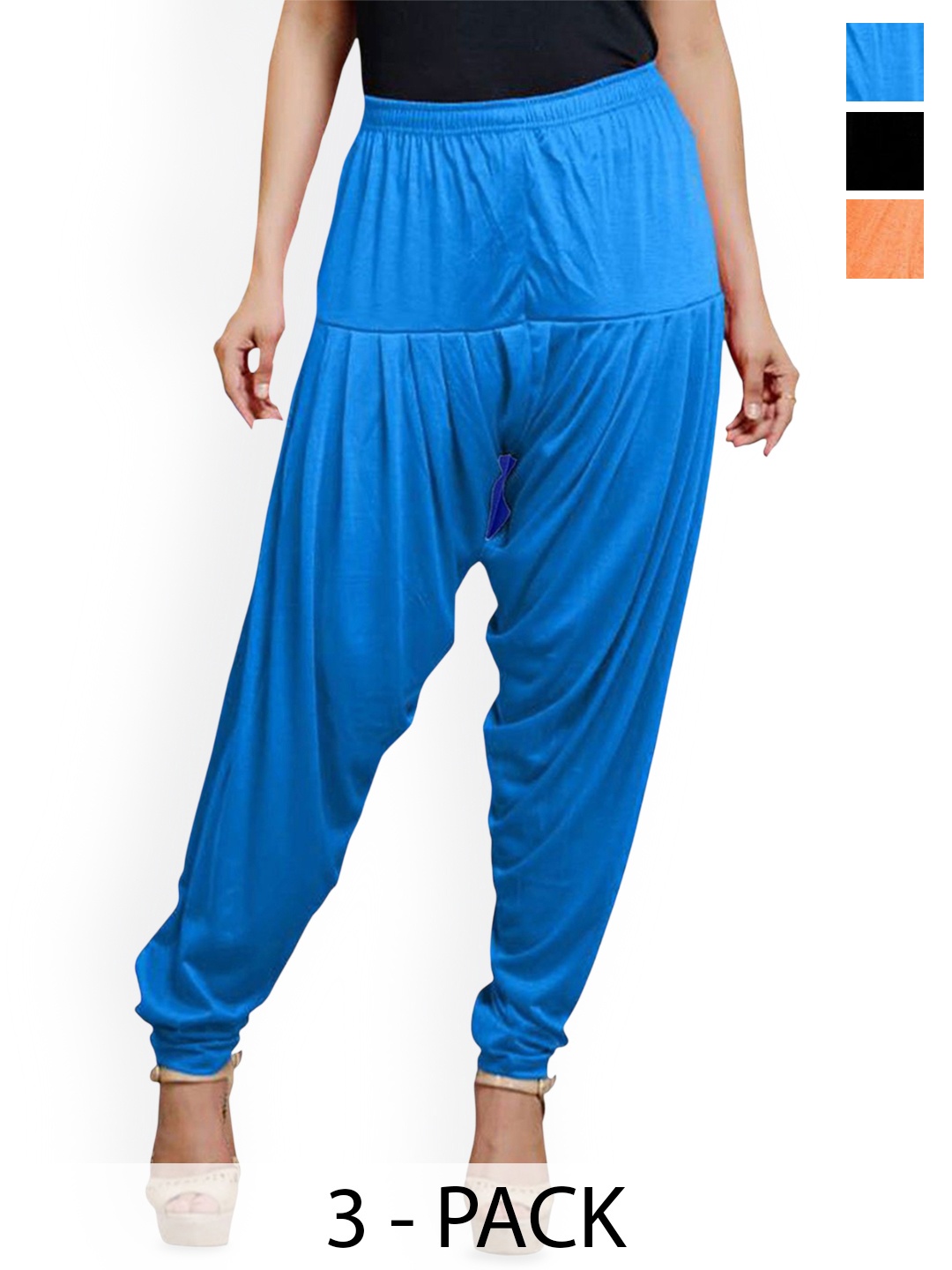 

AFRA GARMENTS Women Pack Of 3 Mid-Rise Loose-Fit Patiala, Orange
