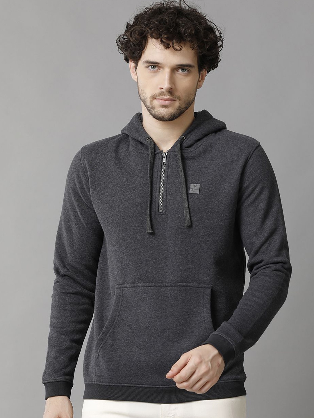

Voi Jeans Men Hooded Pullover Sweatshirt, Grey