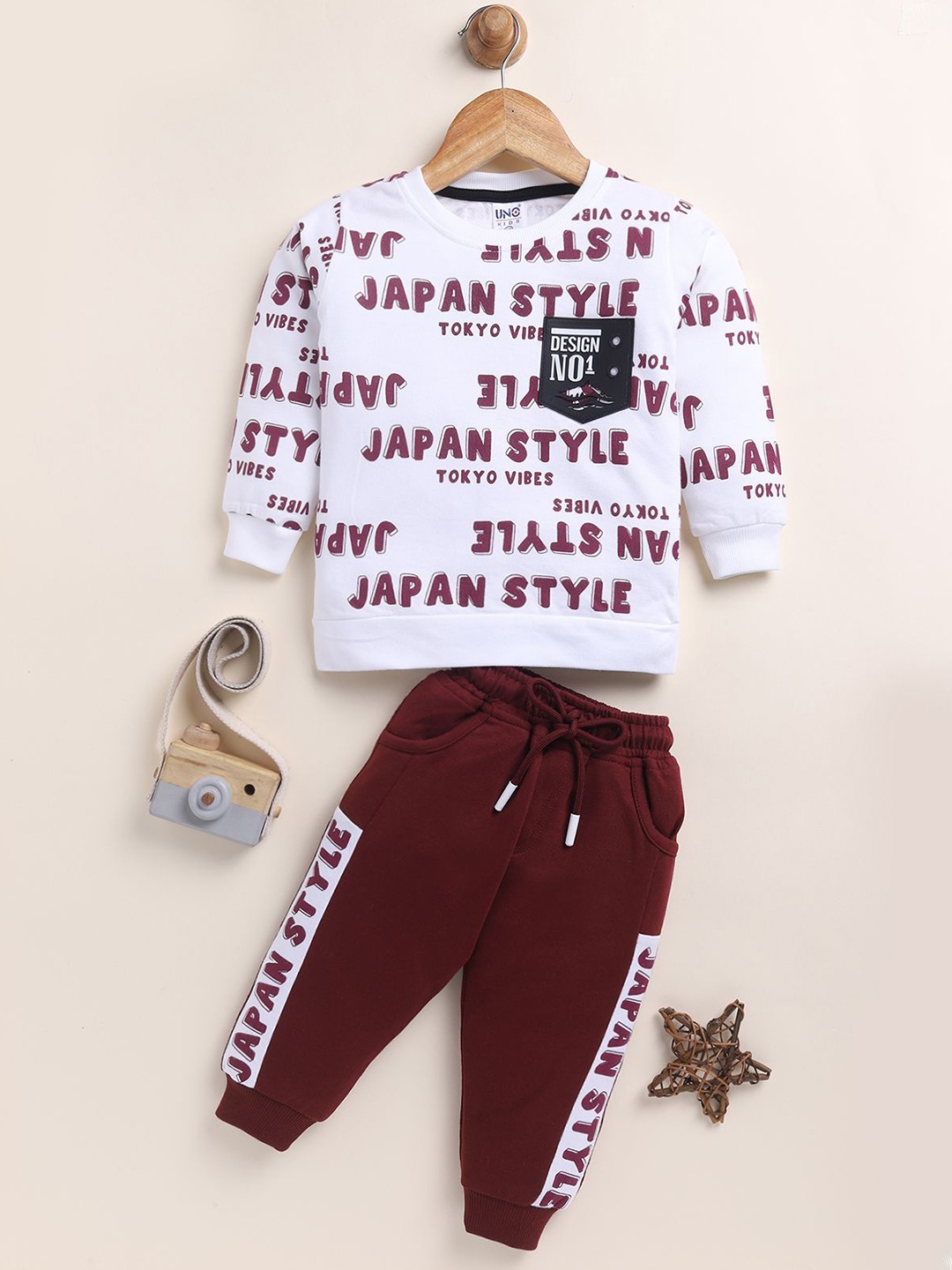 

Annie Boys Typography Printed Pure Cotton Sweatshirt With Jogger, White