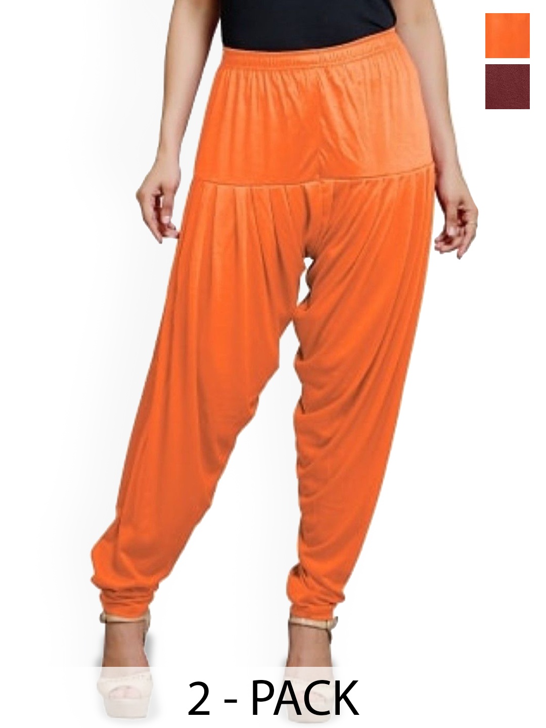 

AFRA GARMENTS Women Pack Of 2 Mid-Rise Loose-Fit Patiala, Orange
