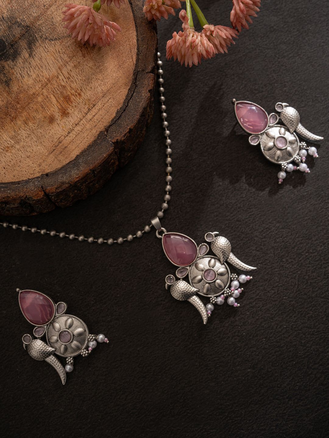 

PANASH Silver-Plated Stones-Studded Jewellery Set