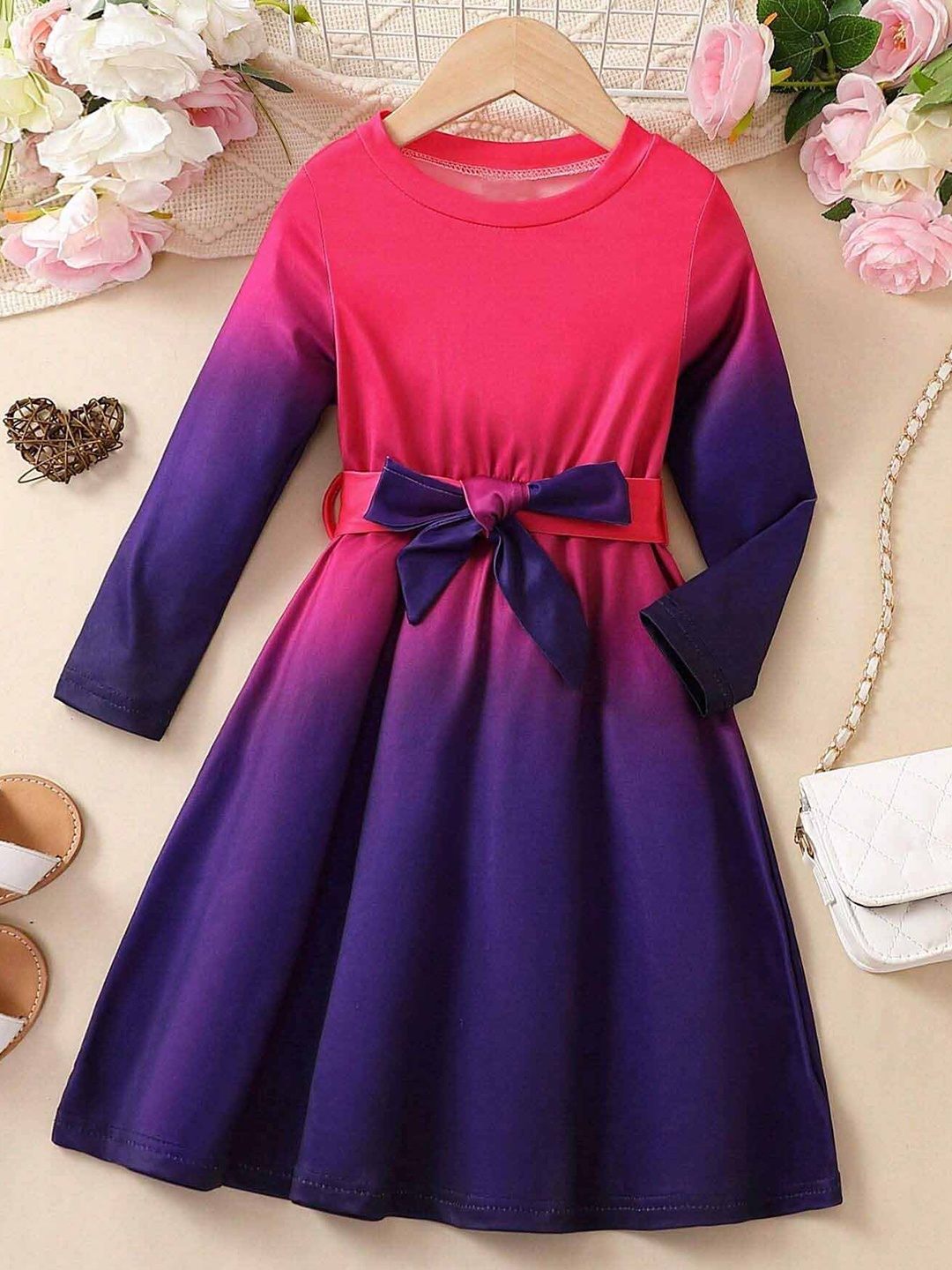 

BAESD Girls Dyed Fit & Flare Dress, Pink