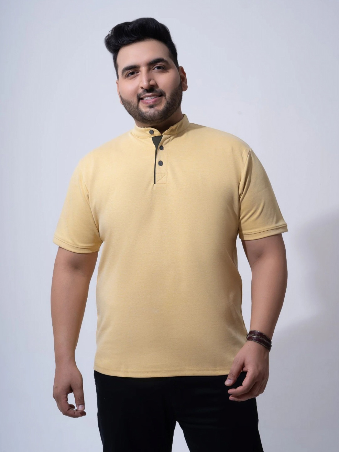 

Toodle Plus Plus Size Polo Collar Pure Cotton T-Shirt, Yellow