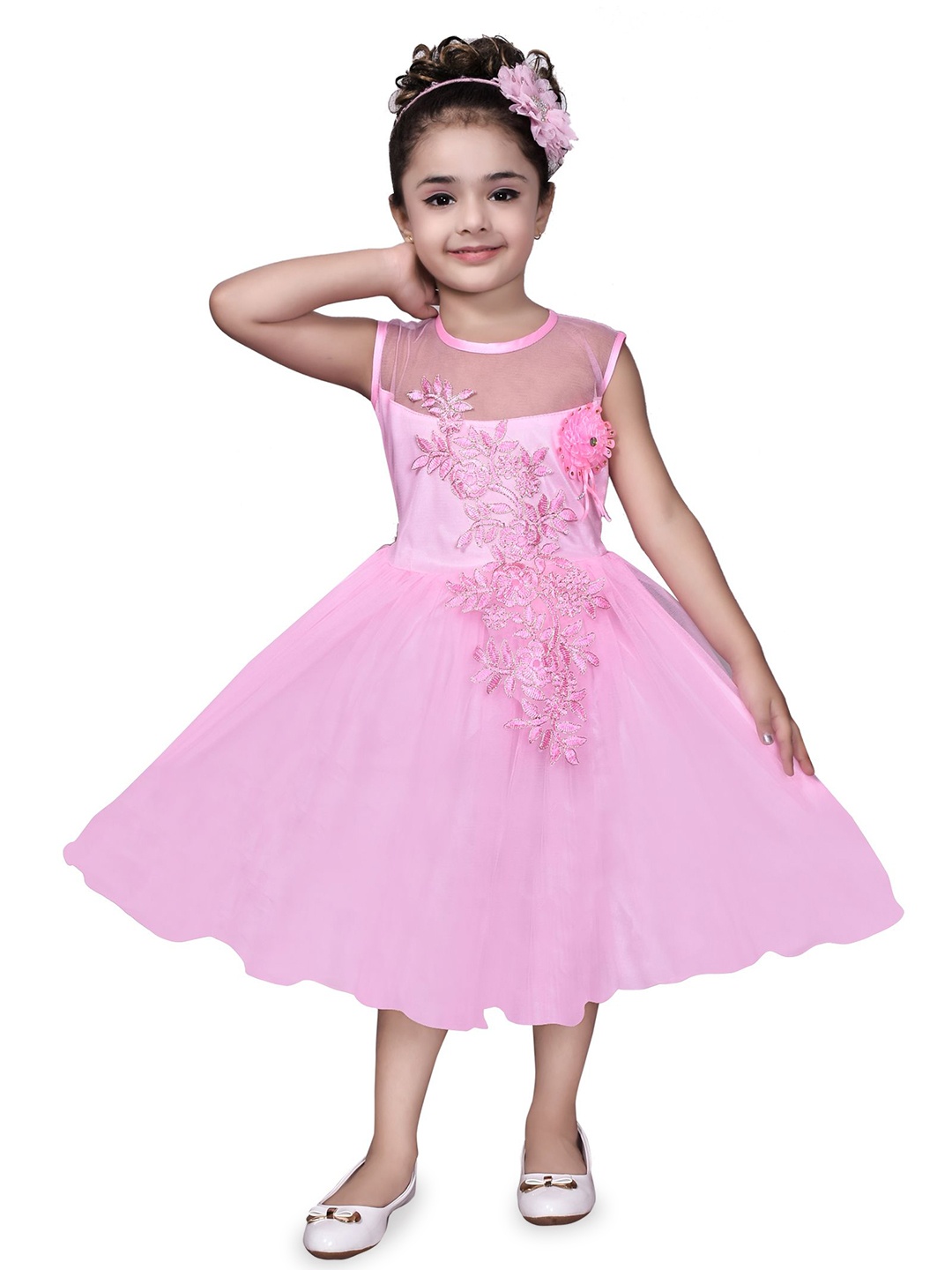 

Miss & Chief Net Fit & Flare Dress, Pink